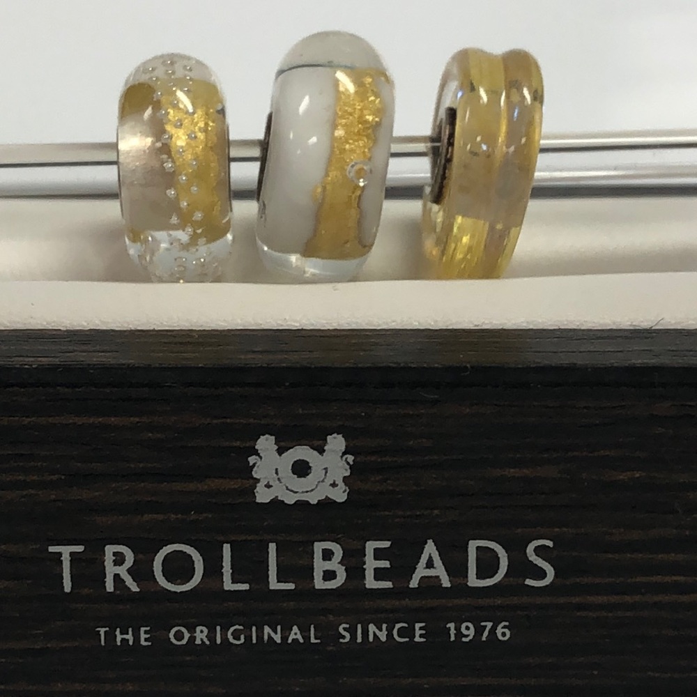 Trollbeads Gold and White Three Bead Set